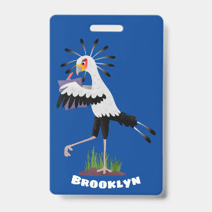 Badge Joli oiseau secrétaire écrivant des notes dessin a