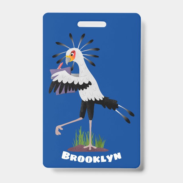 Badge Joli oiseau secrétaire écrivant des notes dessin a (Avant)