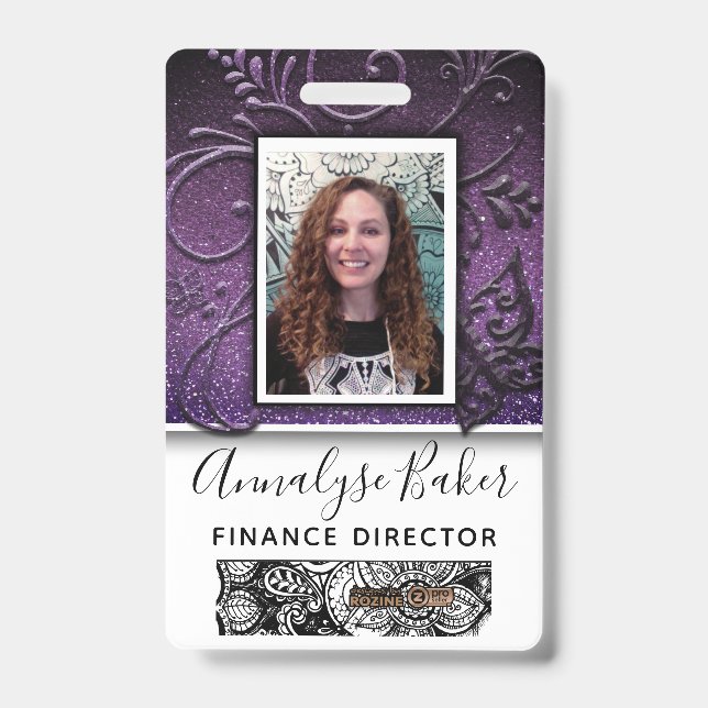 Badge Joli paillettes infirmier professionnel CNA photo  (Avant)