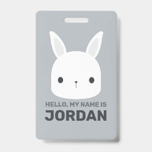 Badge Joli petit lapin avec nom personnalisé