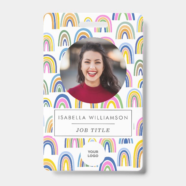 Badge Jolie carte d'identité de salarié arc-en-ciel colo (Avant)