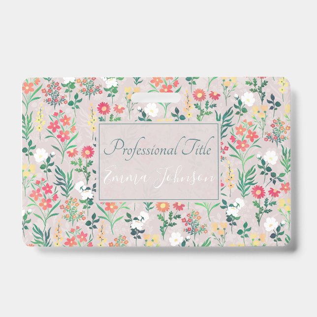 Badge Jolies fleurs aquarelles botaniques (Avant)