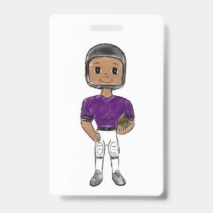 Badge joueur de football vintage rétro violet noir simpl