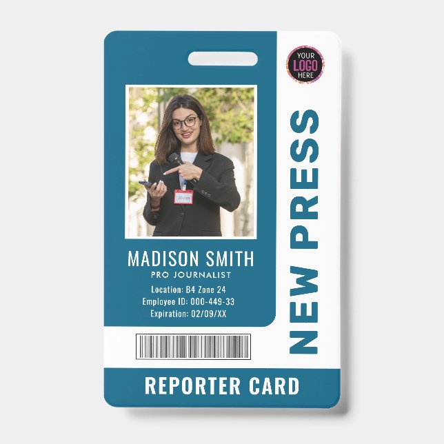 Badge Journaliste Passe Photo ID (Avant)