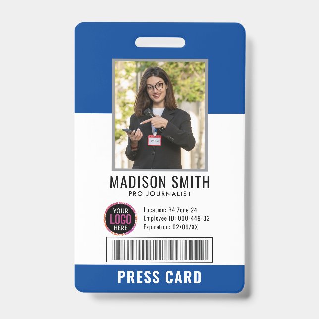 Badge Journaliste Passe Photo ID (Avant)