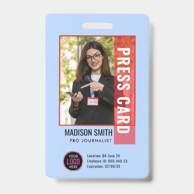 Badge Journaliste Passe Photo ID (Avant)