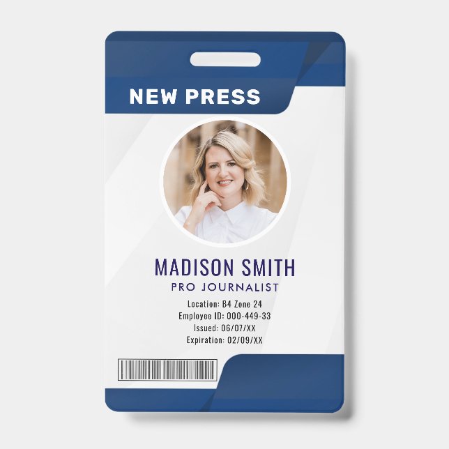 Badge Journaliste Passe Photo ID (Avant)