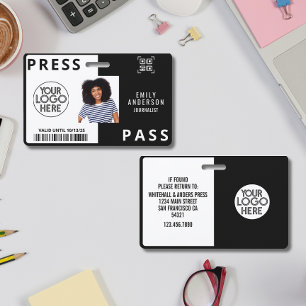 Badge Journaliste personnalisé Presse Photo ID Logo Hori