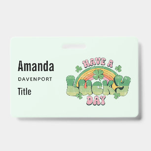 Badge Journée chanceuse Rétro Typographie