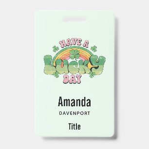 Badge Journée chanceuse Rétro Typographie