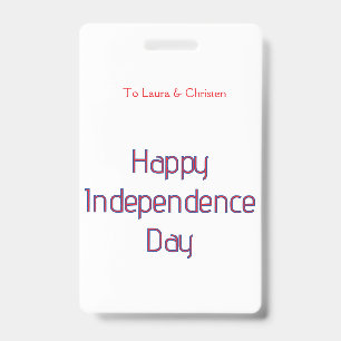 Badge joyeuse fête de l'indépendance nom date simple rou
