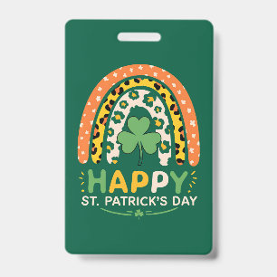 Badge Joyeuse Saint-Patrick Cute Léopard Arc-en-Ciel