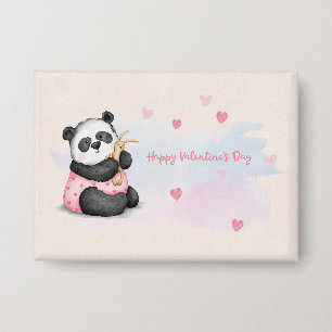Badge Joyeuse Saint-Valentin Panda Lapin à l'aquarelle C