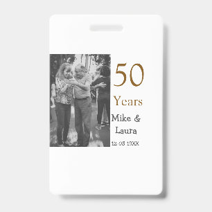 Badge Joyeux 50e anniversaire ajoutez nom du couple date
