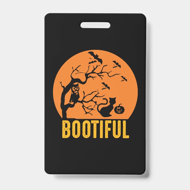 Badge Joyeux Anniversaire Drôle et Bootiful d'Halloween (Avant)