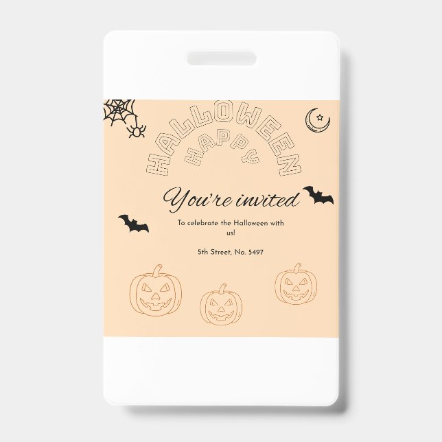 Badge Joyeux Halloween orange et mignon (Face)