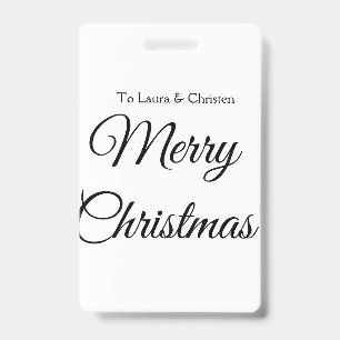 Badge Joyeux Noël ajoutez nom texte personnalisé cadeau
