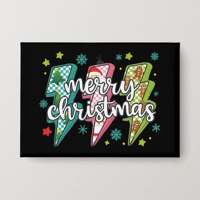 Badge Joyeux Noël Lightning Préparé Coquette Xmas  (Recto)
