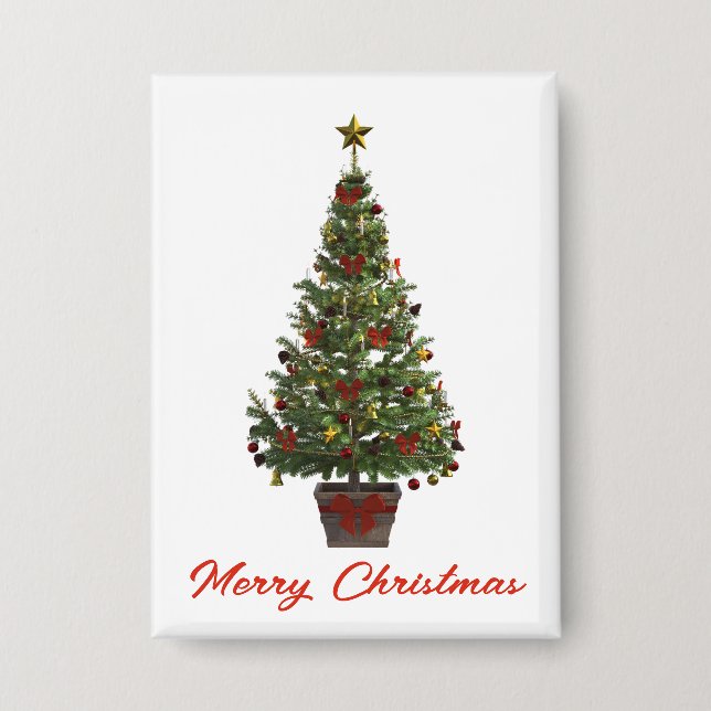 Badge Joyeux Noël. Sapin de Noël (Recto)