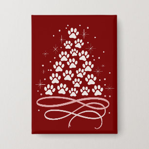 Badge Joyeux Noël Xmas Chien Animal Sapin Hiver Ami des