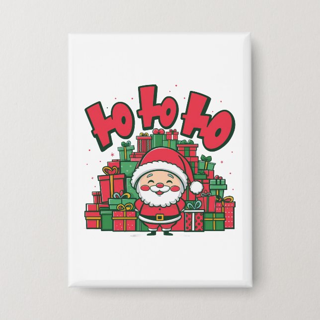 Badge Joyeux Père Noël de dessin animé Noël (Recto)
