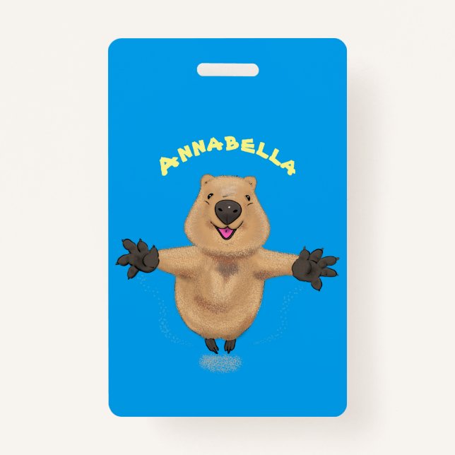 Badge Joyeux sauter quokka dessin animé (Devant)