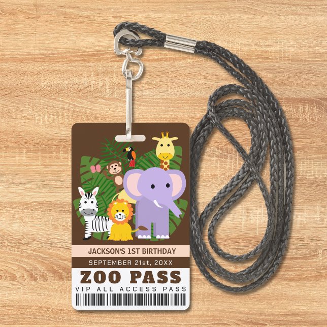 Badge Jungle Wild Animal Zoo VIP Pass Anniversaire de en (Créateur téléchargé)