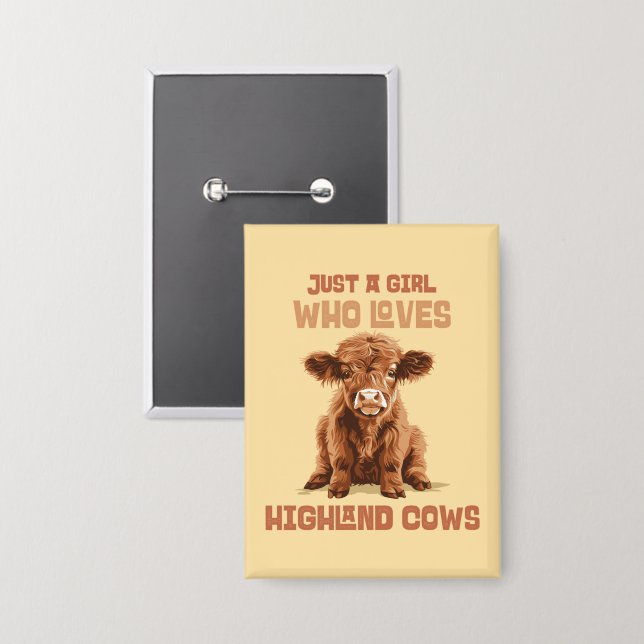Badge Juste une fille qui aime les vaches Highland (Recto/Verso)