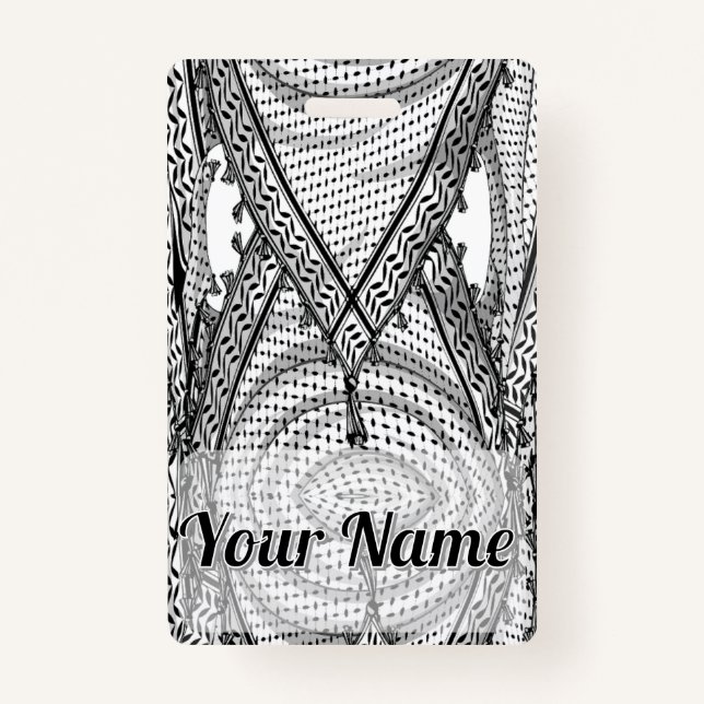 Badge Keffiyeh Écharpe palestinienne tissu traditionnel (Devant)