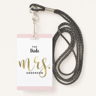 Badge La Mariée Mme Gold Wedding Party VIP Pass