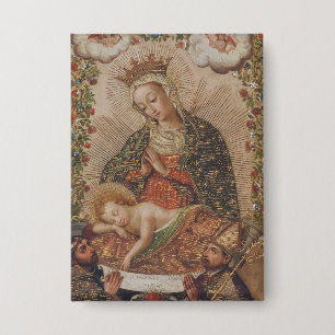 Badge La Vierge adorant le Christ Enfant Noël