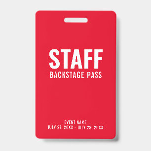Badge Laisser-passer de personnel rouge blanc