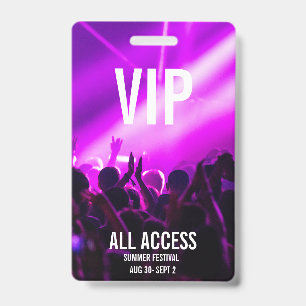 Badge Laisser-passer personnalisé pour concert VIP accès