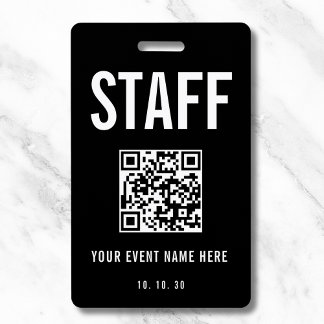 Badge Laissez-passer Backstage en Noir et Blanc avec Cod