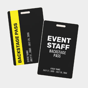 Badge Laissez-passer de scène Événement Personnel de l'é
