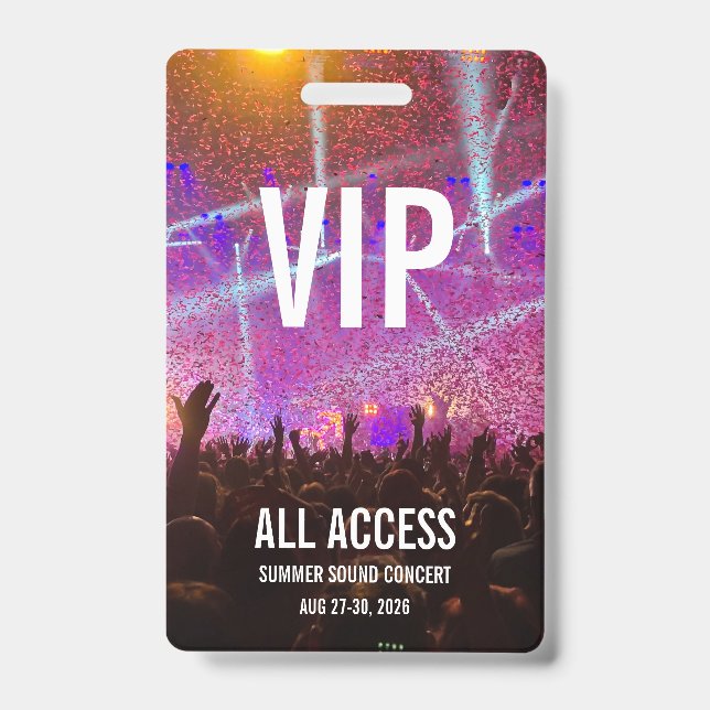 Badge Laissez-passer personnalisé pour le concert VIP (Avant)