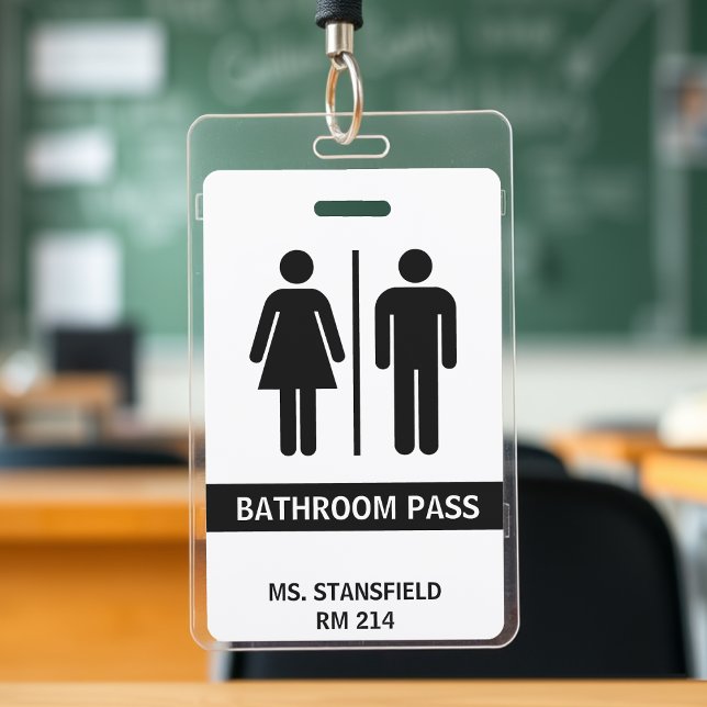 Badge Laissez-passer toilettes école élève enseignant (Teacher Student School Restroom Bathroom Pass Badge
)