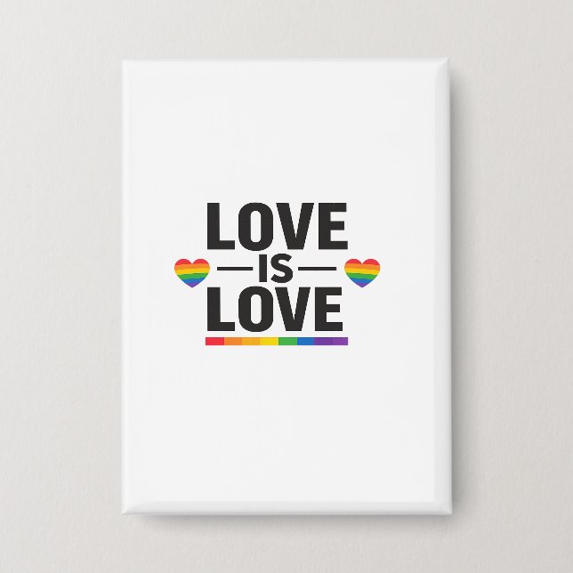 Badge L'amour est l'amour – Conception minimale de cœurs (Recto)