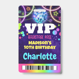 Badge Lanière d'anniversaire VIP Backstage Boule Disco