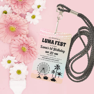 Badge Lanyard d'invitation d'anniversaire au Pastel Musi