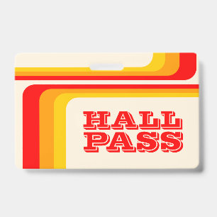 badge lanyard rétro stripes hall pass pour les ens