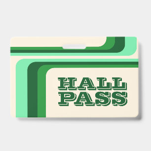 badge lanyard rétro stripes hall pass pour les ens