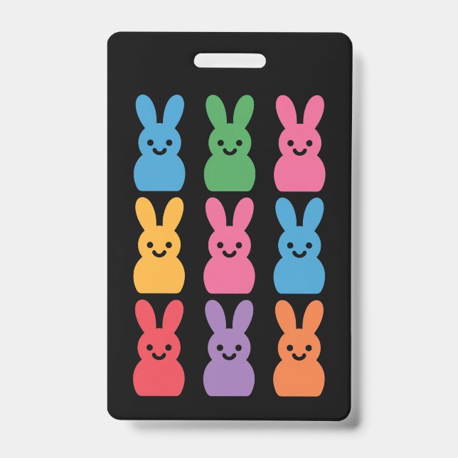 Badge Lapin de Pâques Œufs Carreaux Léopard (Avant)