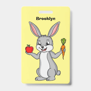 Badge Lapin mignon avec dessin animé de légumes