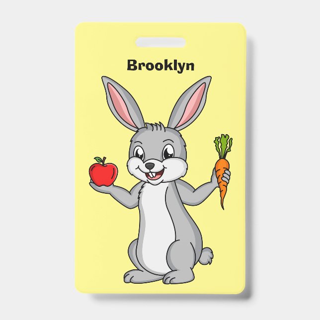 Badge Lapin mignon avec dessin animé de légumes (Avant)