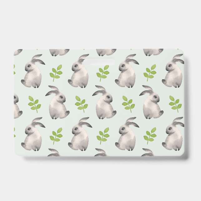 Badge Lapins et herbe à l'aquarelle (Avant)