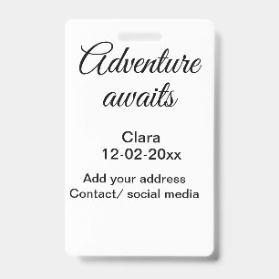 Badge L'aventure commence ajouter nom date année lieu