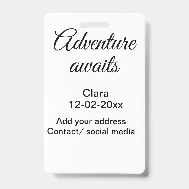 Badge L'aventure commence ajouter nom date année lieu (Avant)