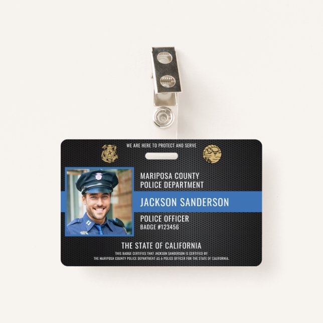 Badge Law Enforcement Police Department Employee ID (Devant avec clip)