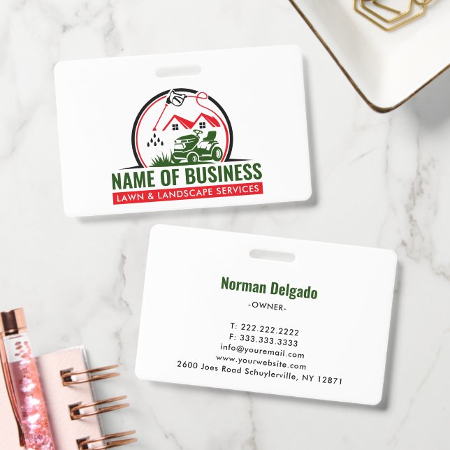 Badge Lawn Mower Red Green Landscaping Services (Bureau)